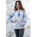 Embroidered blouse "Journey of Rose" Blue on White